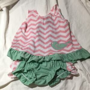 Swing open back ruffle tie top w/ diaper cover